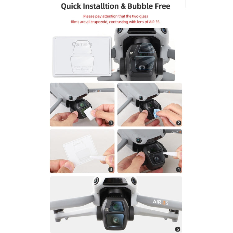 For DJI Air 3S Sunnylife Tempered Glass Film Lens Protector, 1 Set, 2 Sets For DJI Air 3S Sunnylife Tempered Glass Film Lens Protector, 1 Set, 2 Sets